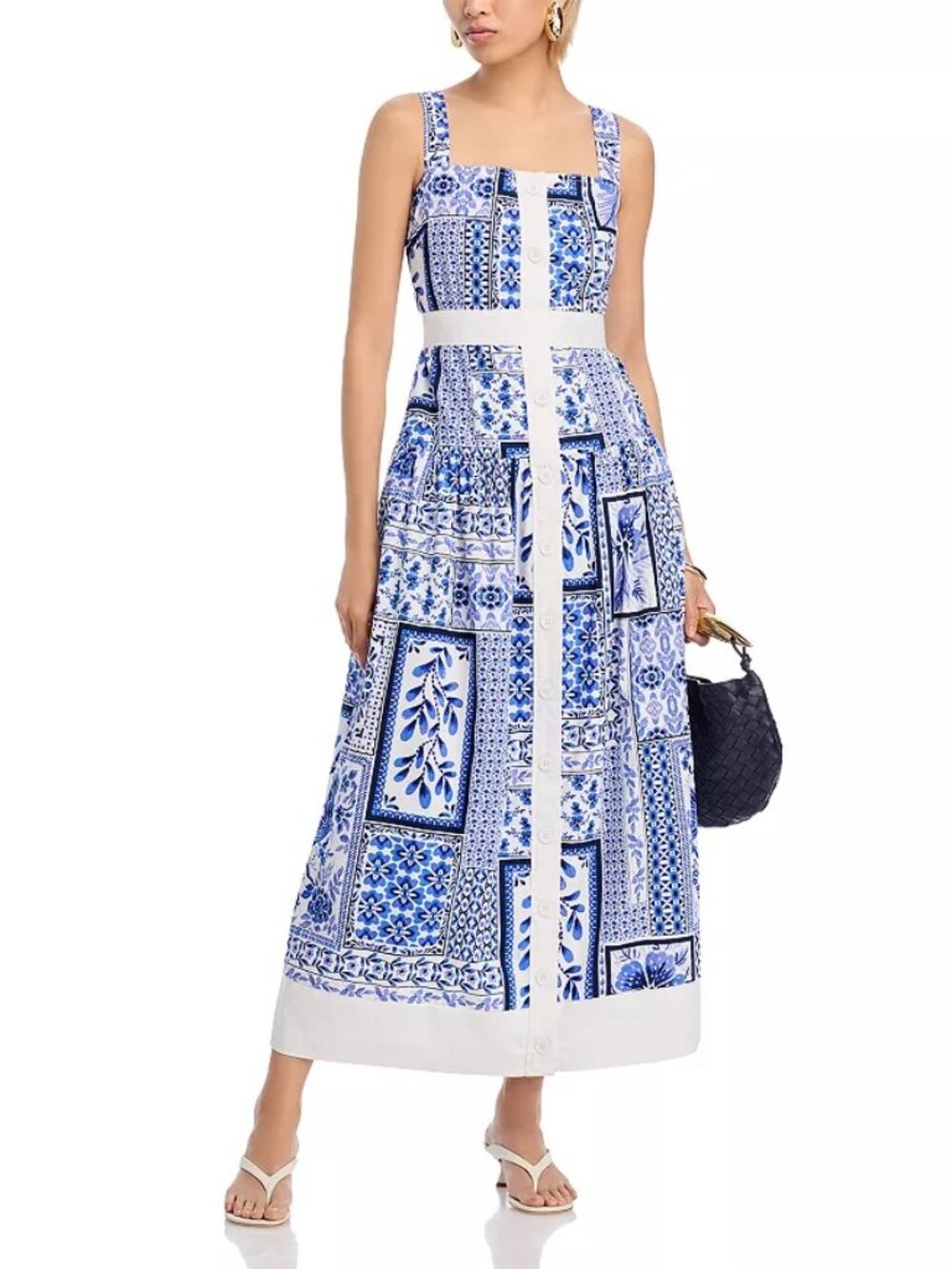 NWT Aqua Tile Button Front Maxi Dress, Size Small